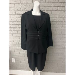 Positive Attitude Petite Black Ribbon Detail Dress And Jacket Set Size 12P